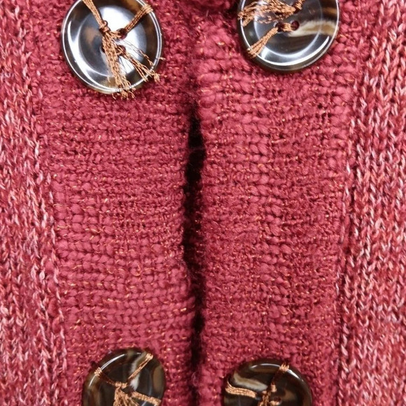 BKE Burgundy Sweater Chunky Buttons Size Small - Picture 3 of 6